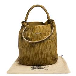 Pre Owned Burberry Amber Leather Studded Hadwin Hobo