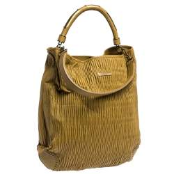 Pre Owned Burberry Amber Leather Studded Hadwin Hobo