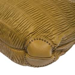 Pre Owned Burberry Amber Leather Studded Hadwin Hobo