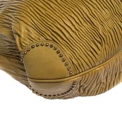 Pre Owned Burberry Amber Leather Studded Hadwin Hobo
