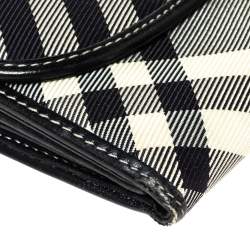 Pre Owned Burberry Blue Label Black/Blue House Check Fabric Flap Continental Wallet
