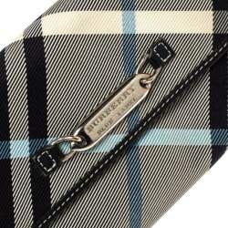 Pre Owned Burberry Blue Label Black/Blue House Check Fabric Flap Continental Wallet