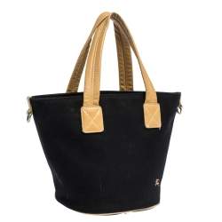 Burberry Blue Label Black Canvas and Leather Tote