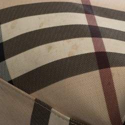 Pre Owned Burberry Black/Beige Nova Check PVC and Patent Leather Small Canterbury Tote