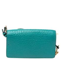 Pre Owned Burberry Turquoise Leather Madison Wallet on Chain