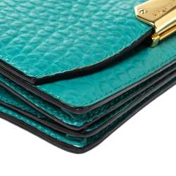 Pre Owned Burberry Turquoise Leather Madison Wallet on Chain
