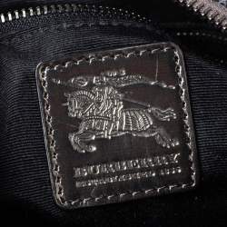 Pre Owned Burberry Beige/Metallic Nova Check PVC and Patent Leather Chester Studded Boston Bag