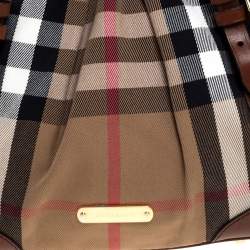 Pre Owned Burberry Brown House Check Canvas and Leather Bridle Whipstitch Tote