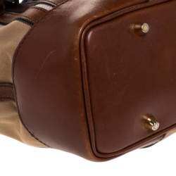 Pre Owned Burberry Brown House Check Canvas and Leather Bridle Whipstitch Tote