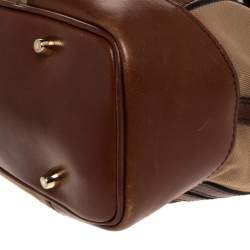 Pre Owned Burberry Brown House Check Canvas and Leather Bridle Whipstitch Tote