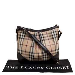 Pre Owned Burberry Brown Haymarket Check Coated Canvas and Leather Hartham Shoulder Bag