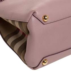 مملوكة مسبقًا Burberry Pink Leather and House Check Fabric Medium Banner Tote