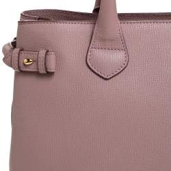 مملوكة مسبقًا Burberry Pink Leather and House Check Fabric Medium Banner Tote