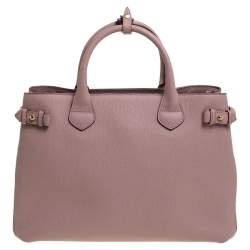 مملوكة مسبقًا Burberry Pink Leather and House Check Fabric Medium Banner Tote