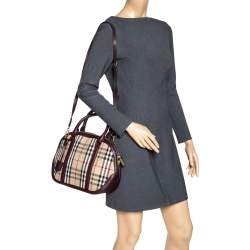 BURBERRY Bridle Calfskin House Check Small Orchard Bowling Bag Green  1232132