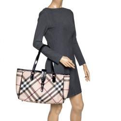 Pre Owned Burberry Beige Nova Check PVC Diaper Tote