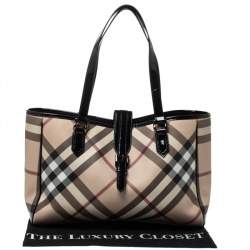 Pre Owned Burberry Beige Nova Check PVC Diaper Tote
