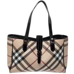 Pre Owned Burberry Beige Nova Check PVC Diaper Tote