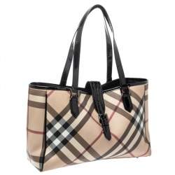 Pre Owned Burberry Beige Nova Check PVC Diaper Tote