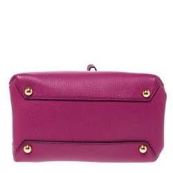 Pre Owned Burberry Magenta Leather and House Check Canavs Baby Banner Tote