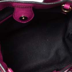 Pre Owned Burberry Magenta Leather and House Check Canavs Baby Banner Tote