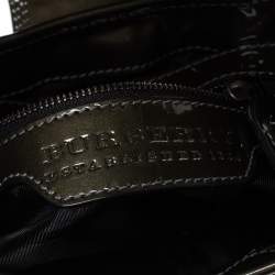 Pre Owned Burberry Olive Green Patent Leather Studded Brooke Hobo