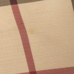 Pre Owned Burberry White Nova Check Coated Canvas and Leather Small Barton Hobo