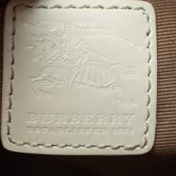 Pre Owned Burberry White Nova Check Coated Canvas and Leather Small Barton Hobo