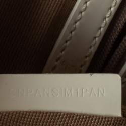 Pre Owned Burberry White Nova Check Coated Canvas and Leather Small Barton Hobo