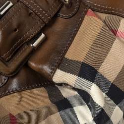 Pre Owned Burberry Brown House Check Canvas and Leather Large Beaton Tote