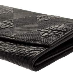 Pre Owned Burberry Black Embossed Check Leather Continental Wallet