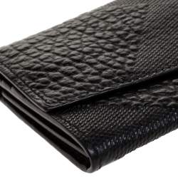 Pre Owned Burberry Black Embossed Check Leather Continental Wallet