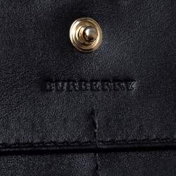 Pre Owned Burberry Black Embossed Check Leather Continental Wallet