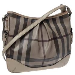 مملوكة مسبقًا Burberry Beige Smoke Check Coated Canvas and Leather Hartham Crossbody Bag