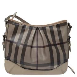 مملوكة مسبقًا Burberry Beige Smoke Check Coated Canvas and Leather Hartham Crossbody Bag