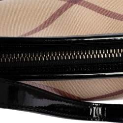 Pre Owned Burberry Beige/Black Nova Check Coated Canvas and Patent Leather Small Newbury Bag