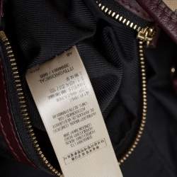Pre Owned Burberry Beige/Burgundy Haymarket Check Coated Canvas and Leather Small Canterbury Tote