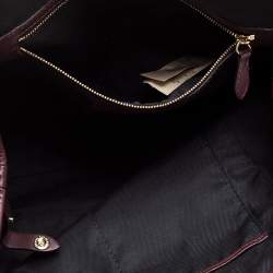Pre Owned Burberry Beige/Burgundy Haymarket Check Coated Canvas and Leather Small Canterbury Tote