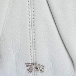 Burberry White Leather Small Malika Hobo