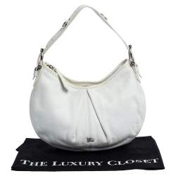 Burberry White Leather Small Malika Hobo