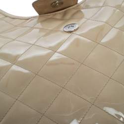 Burberry Beige Quilted Patent Leather Brooke Hobo 