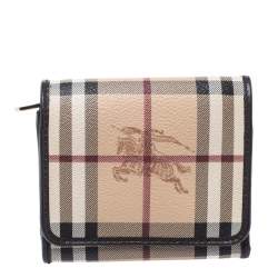 Burberry Beige/Brown Haymarket PVC and Leather Bifold Wallet