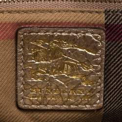 Pre Owned حقيبة بربري أشبوري نايت جلد ذهبي ميتاليك