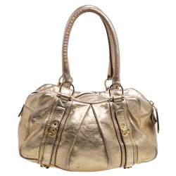Pre Owned حقيبة بربري أشبوري نايت جلد ذهبي ميتاليك
