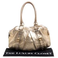 Pre Owned حقيبة بربري أشبوري نايت جلد ذهبي ميتاليك