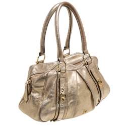 Pre Owned حقيبة بربري أشبوري نايت جلد ذهبي ميتاليك