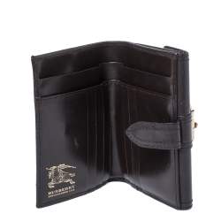 Pre Owned Burberry Beige/Brown Haymarket Check Coated Canvas and Leather Flap Bifold Wallet