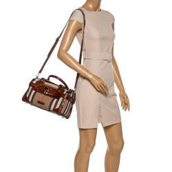 Pre Owned حقيبة بربري بولينغ ريدل شيستر قماش كاروهات هاوس سوداء