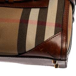 Pre Owned حقيبة بربري بولينغ ريدل شيستر قماش كاروهات هاوس سوداء