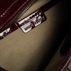 Pre Owned Burberry Burgundy/Beige Heart Check PVC and Patent Leather Hernville Hobo